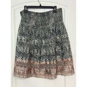 Women's Sophie Max Navy Blush Floral Knee Length Midi Skirt size L